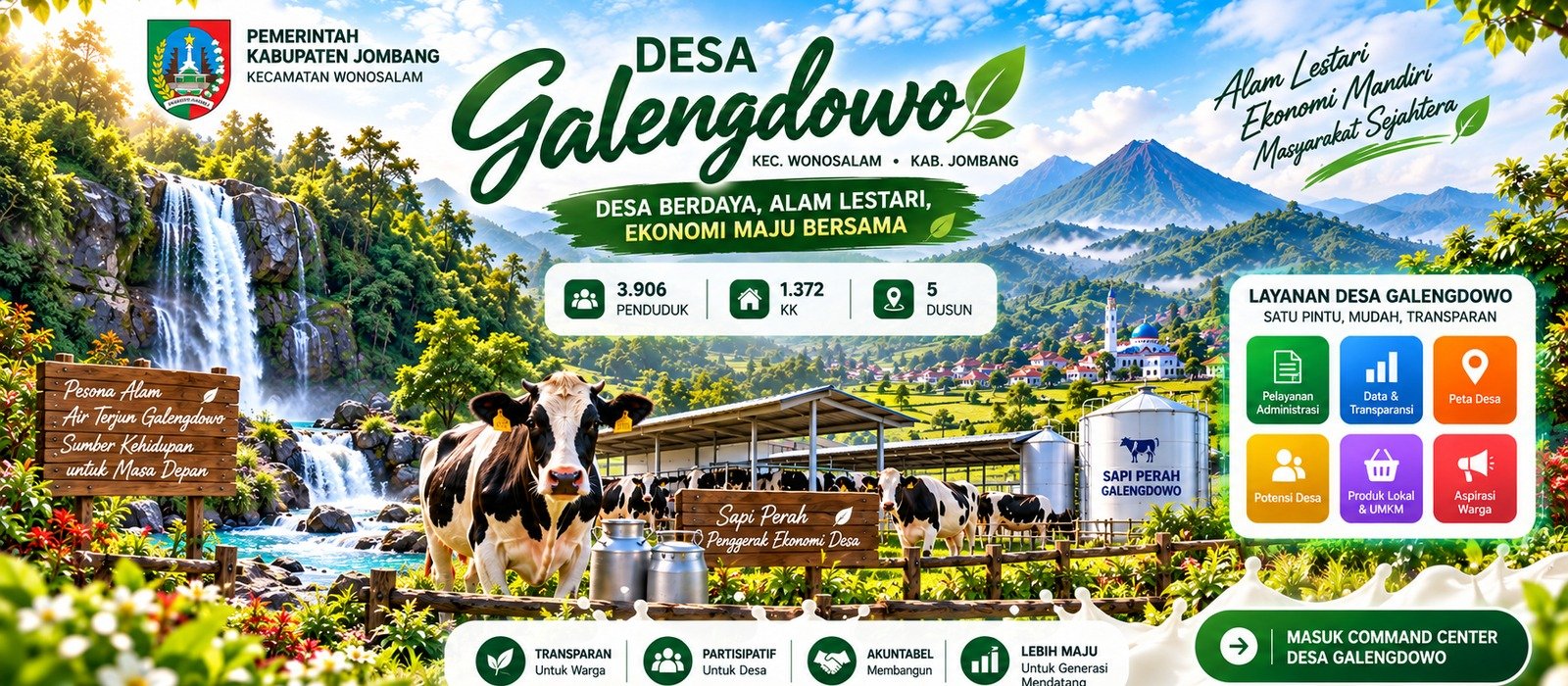 Desa Galengdowo dengan potensi sapi perah dan air terjun